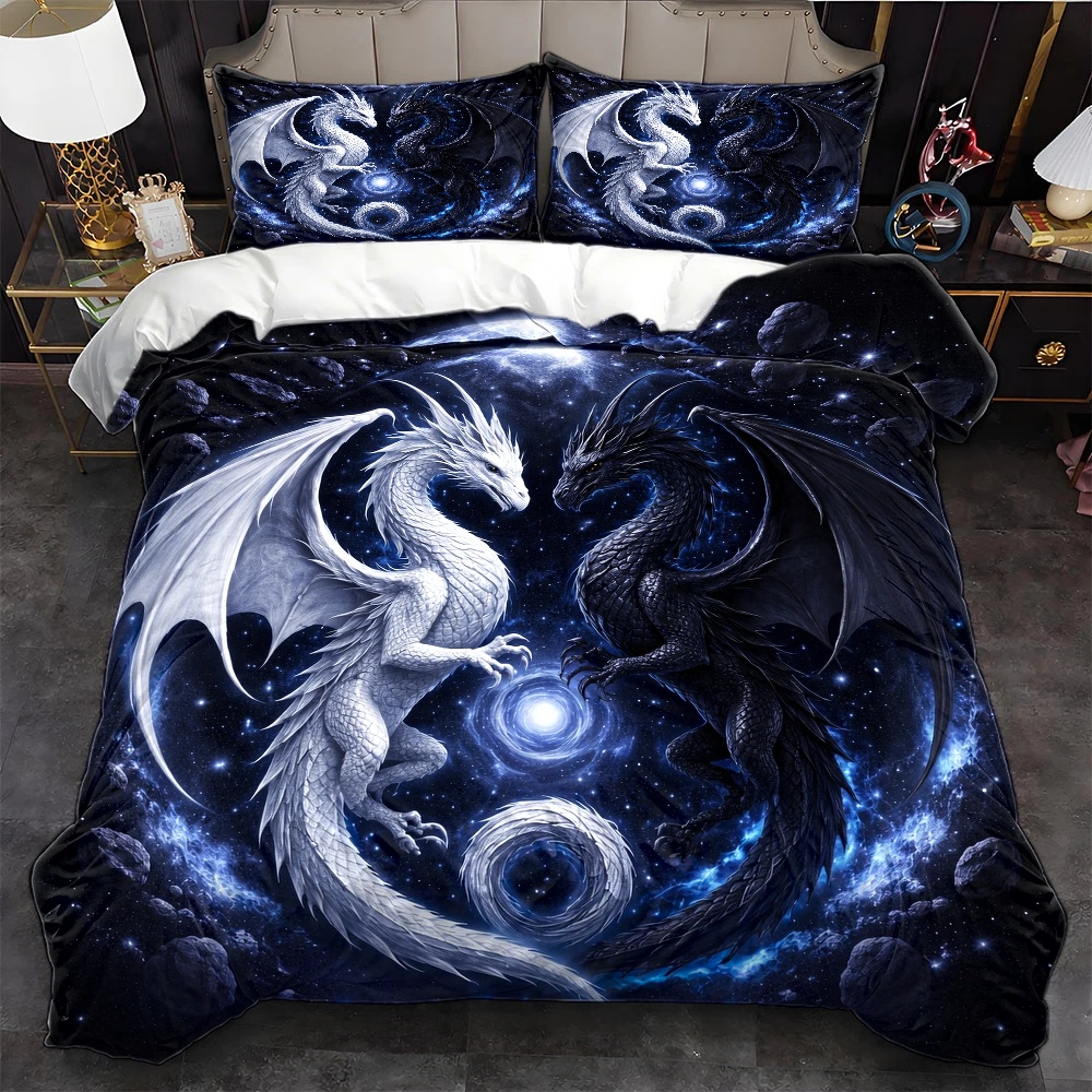 Duvet Cover Sets With Zipper - 3-częściowy zestaw pościeli z motywem gwiazd