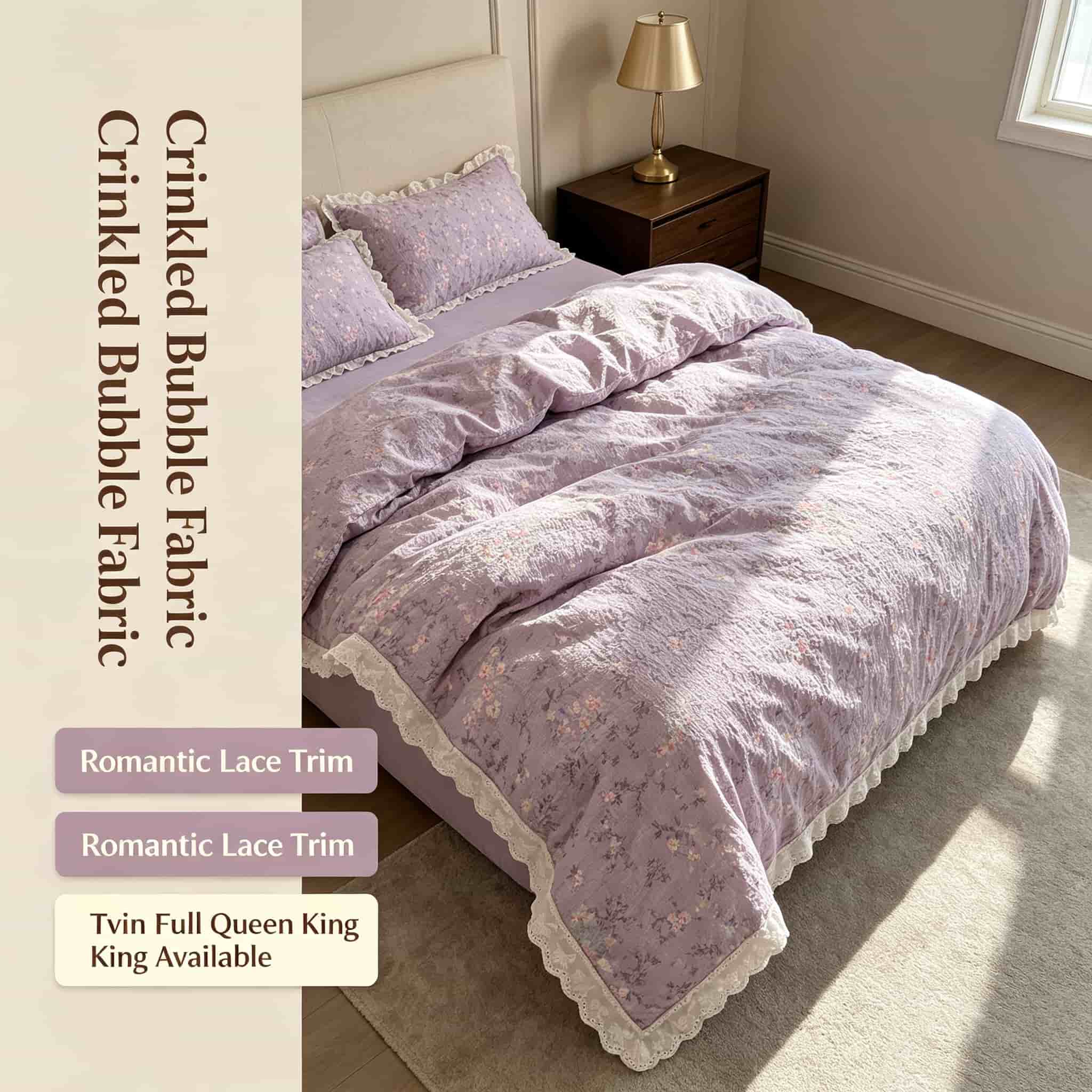 Komplety pościeli z falbankami – Aesthetic Floral Duvet Cover recenzja i cena